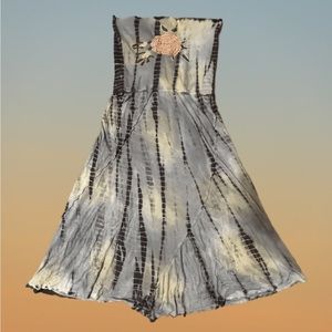 Hippie strapless tie dye embroidered dress